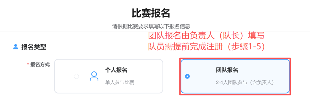 团队报名由负责人或队长统一操作。